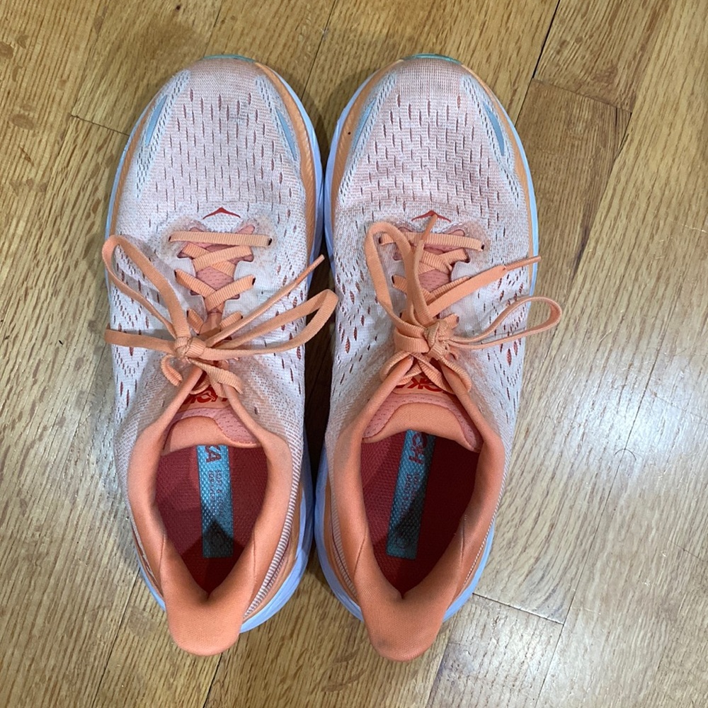 HOKA Clifton womens 9.5, orange